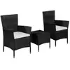 vidaXL Mobilier de bistro 3 pcs Résine tressée Noir