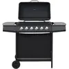 vidaXL Barbecue au gaz avec 6 zones de cuisson Acier Noir