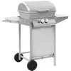 vidaXL Barbecue à gaz avec 2 zones de cuisson Acier Argenté