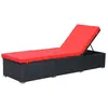 vidaXL Chaise longue avec coussin Résine tressée Noir
