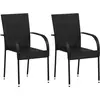 vidaXL Chaises empilables d'extérieur 2 pcs Résine tressée Noir