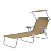 vidaXL Chaise longue pliable avec auvent Acier Taupe