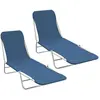 vidaXL Vidaxl Chaises Longues Pliables Lot De 2 Acier Et Tissu Bleu