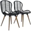 vidaXL Chaises à manger lot de 2 noir rotin naturel