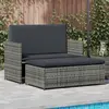 vidaXL Salon de jardin 2 pcs avec coussins Résine tressée Gris