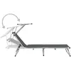 vidaXL Chaise longue pliable avec toit aluminium et textilène gris