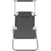 vidaXL Chaise longue pliable avec auvent et roues Acier Gris