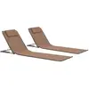 vidaXL Tapis de plage pliables 2 pcs Acier et tissu Marron