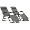 vidaXL Chaises longues pliables 2 pcs avec repose-pied Acier Gris