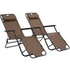vidaXL Chaises longues pliables 2 pcs avec repose-pied Acier Marron