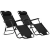 vidaXL Chaises longues pliables 2 pcs avec repose-pied Acier Noir
