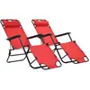 vidaXL Chaises longues pliables 2 pcs avec repose-pied Acier Rouge