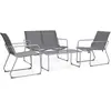 vidaXL Salon de jardin 4 pcs Tissu et acier Gris