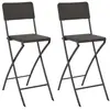 vidaXL Chaise de bar pliable 2pcs PEHD et acier Marron Aspect de rotin