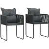 vidaXL Chaises d'extérieur 2 pcs avec oreillers Résine tressée Noir