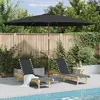 vidaXL Parasol avec mât en bois 350 cm Anthracite