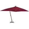 vidaXL Parasol en porte-à-faux avec mât en bois 400 x 300 cm Bordeaux
