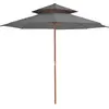 vidaXL Parasol double avec mât en bois 270 cm Anthracite
