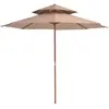 vidaXL Parasol double avec mât en bois 270 cm Taupe