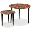 vidaXL Table basse 2 pcs Détails tissés chindi Multicolore