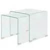 vidaXL Ensemble de tables gigognes 2 Pièces Verre trempé Transparent
