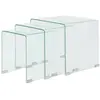 vidaXL Ensemble de tables gigognes 3 Pièces Verre trempé Transparent