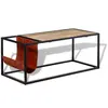 vidaXL Table basse avec porte-revues Cuir véritable 110 x 50 x 45 cm