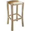 vidaXL Tabouret de bar Cuir véritable et bois de teck solide