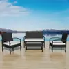 vidaXL Salon de jardin 4 pcs avec coussins Résine tressée Noir