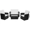 vidaXL Salon de jardin 4 pcs avec coussins Résine tressée Noir