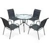 vidaXL Mobilier de salle à manger d'extérieur 5 pcs Acier Noir