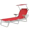 vidaXL Chaise longue avec auvent Acier Rouge
