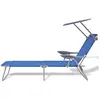 vidaXL Chaise longue avec auvent Acier Bleu