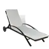 vidaXL Chaise longue avec coussin et roues Résine tressée Marron