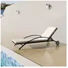 vidaXL Chaise longue avec coussin et roues Résine tressée Noir