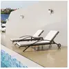 vidaXL Chaises longues avec table Résine tressée Marron