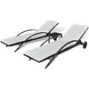 vidaXL Chaises longues avec table Résine tressée Noir