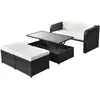 vidaXL Salon de jardin 4 pcs avec coussins Résine tressée Noir