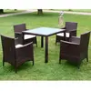 vidaXL Mobilier à dîner jardin 5 pcs et coussins Résine tressée Marron