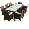 vidaXL Mobilier à dîner jardin 9 pcs et coussins Résine tressée Marron
