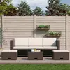 vidaXL Salon de jardin 4 pcs Résine tressée - Marron/Blanc cassé