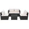 vidaXL Salon de jardin 5 pcs avec coussins Résine tressée Noir