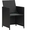 vidaXL Chaises de jardin 2 pcs avec coussins Résine tressée Noir