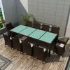 vidaXL Salon de jardin 11 pcs avec coussins Résine tressée Marron