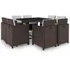 vidaXL Salon de jardin avec coussins 9 pcs Résine tressée Marron