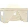 vidaXL Tente pliable avec 4 parois latéraux 3 x 4,5 m Blanc crème