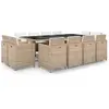 vidaXL Salon de jardin avec coussins 13 pcs Résine tressée Beige