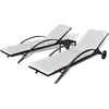 vidaXL Chaises longues avec table Résine tressée Noir