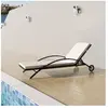 vidaXL Chaise longue avec coussin et roues Résine tressée Noir