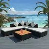 vidaXL Salon de jardin 6 pcs avec coussins Résine tressée Noir